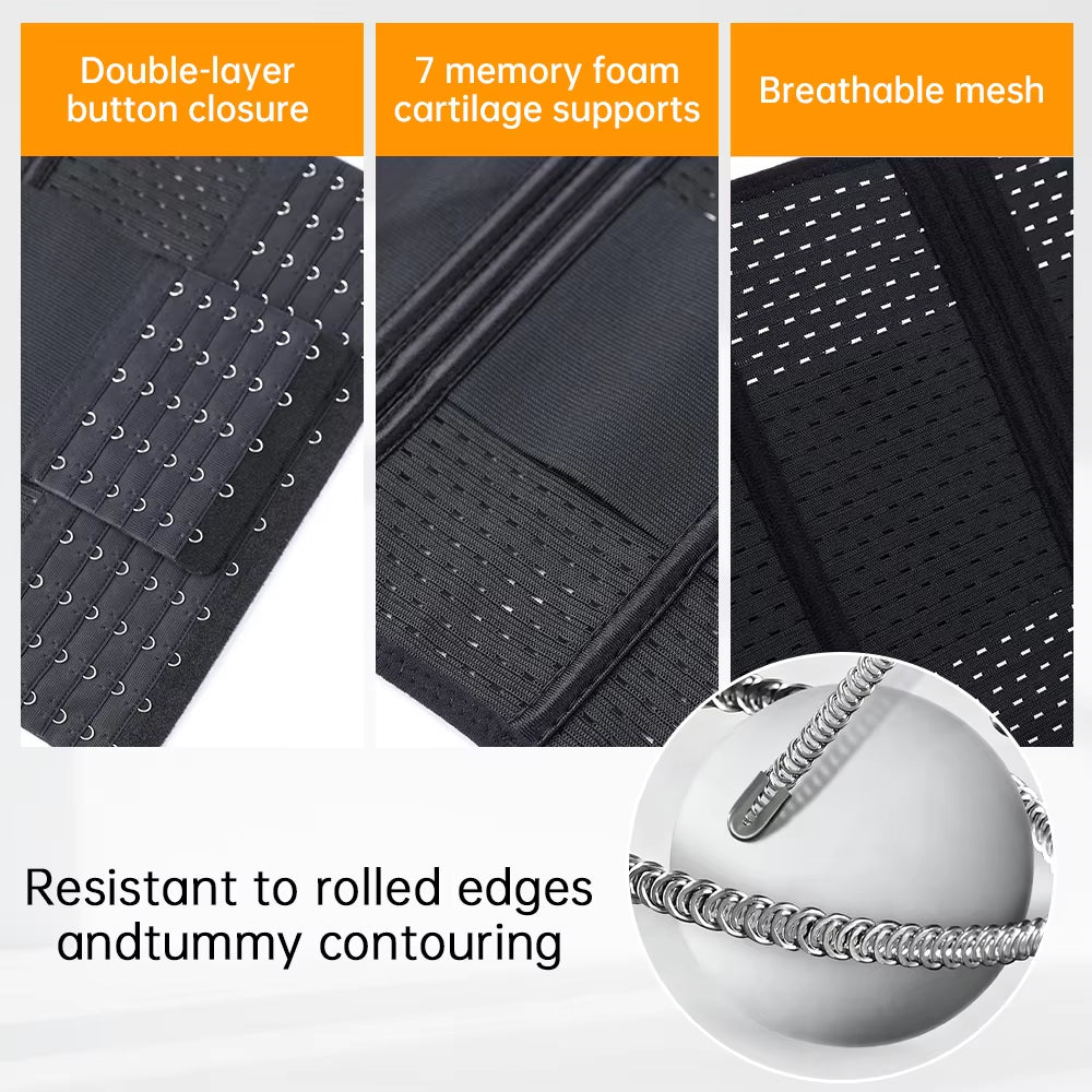 New Adjustable Waist Trainer for Women Double Belts Neoprene Corset with Zipper Workout Cincher for Tummy Control & Back Support