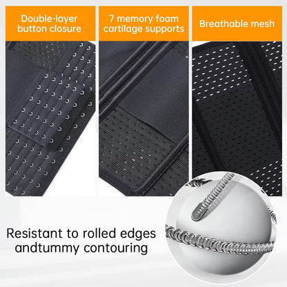 New Adjustable Waist Trainer for Women Double Belts Neoprene Corset with Zipper Workout Cincher for Tummy Control & Back Support