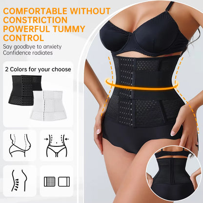 New Adjustable Waist Trainer for Women Double Belts Neoprene Corset with Zipper Workout Cincher for Tummy Control & Back Support